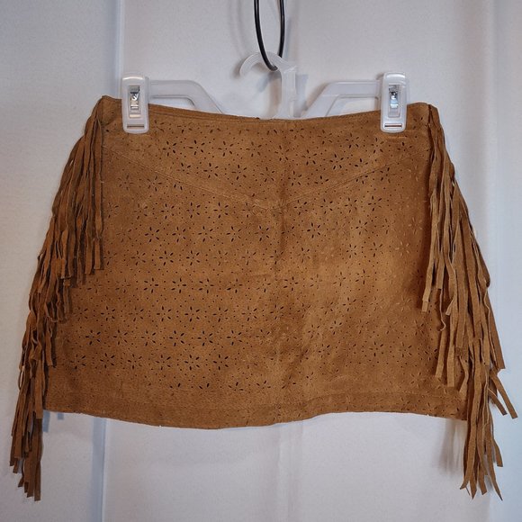 Forever 21 100% pig skin leather camel color with side fringe size S - Picture 5 of 6
